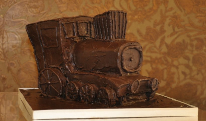 A chocolate ganache covered train