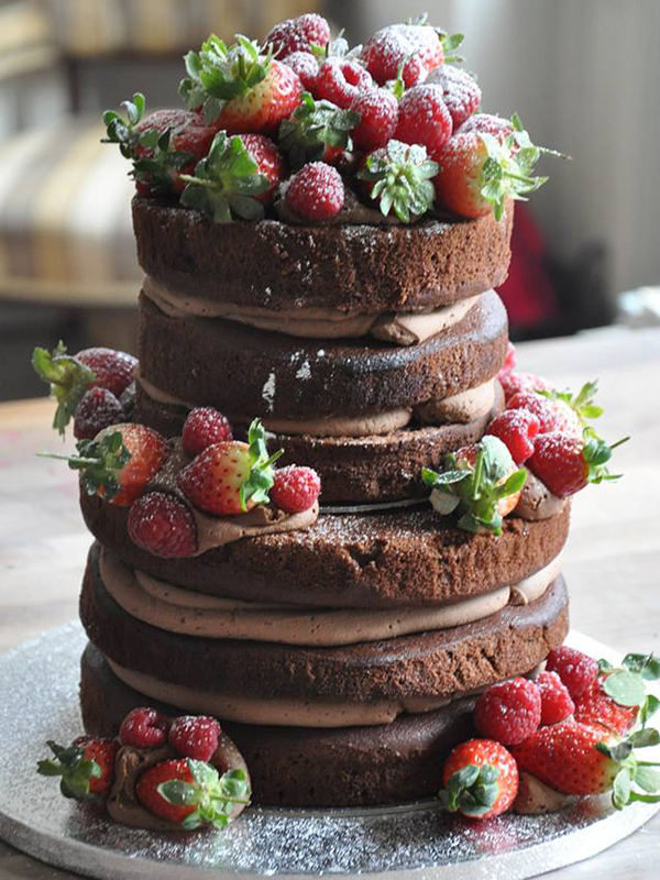 Double tiered vegan chocolate cake