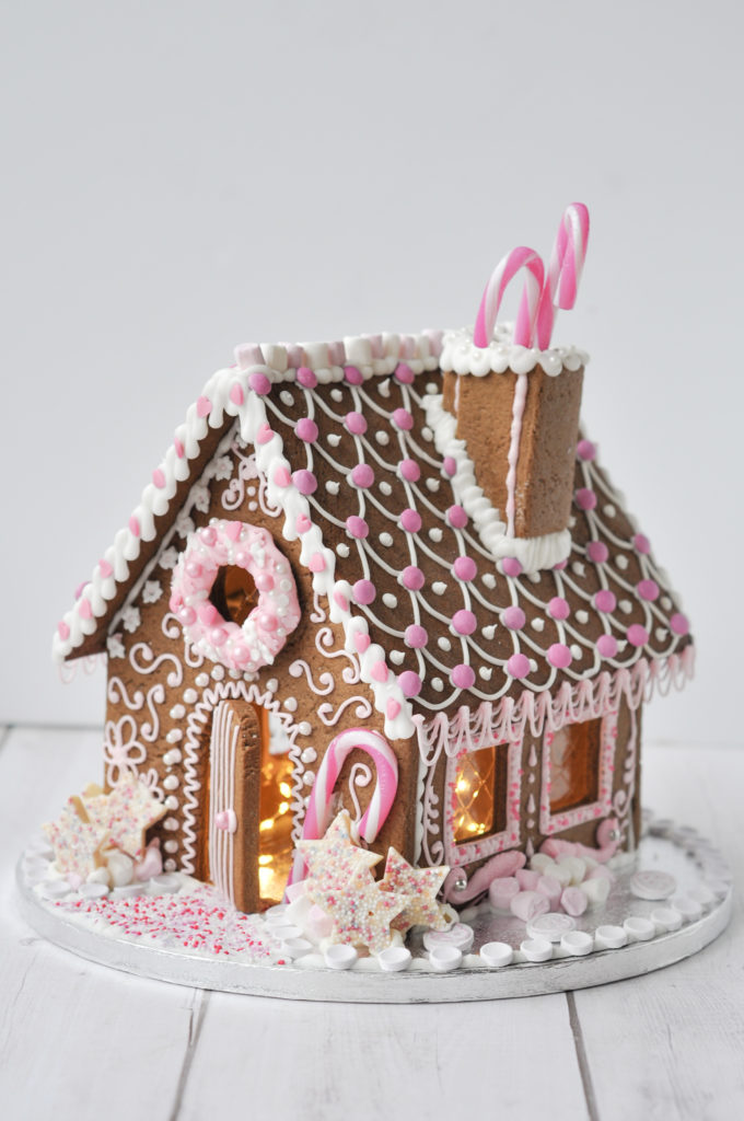 pink gingerbread house