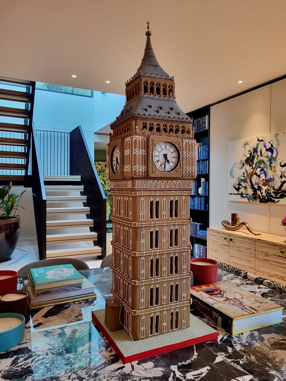 A gingerbread Big Ben made entirely from gingerbread and standing at 4ft 6" tall